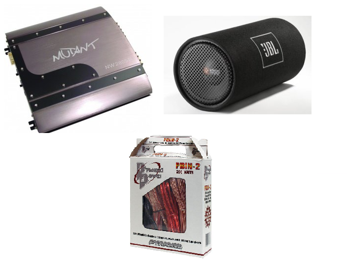 Pachet Amplificator Mutant +Subwoofer Jbl +Kit cabluri 250 w Rms